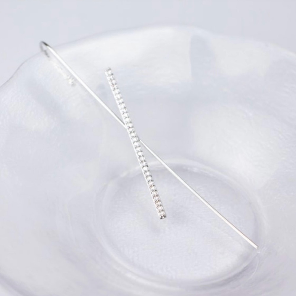 Silver Crystal Ear Crawler Climber Helix Hook Cuff Shiny Crow Bling Glam Punk
